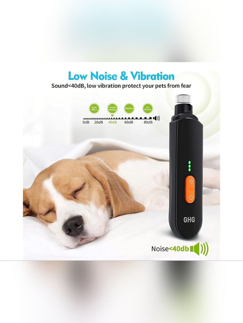 GHG Dog Nail Grinder Kit Rechargeable LED Pet Trimmer Clippers NIB - Picture 8 of 14